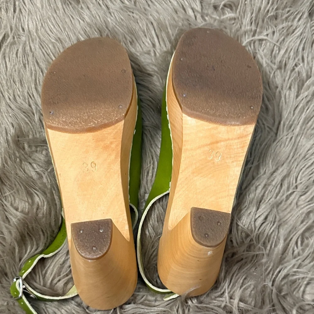 Swedish Hasbeens Olive Green Slingback Clogs size 8.5 - Picture 11 of 12